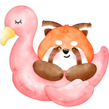 Cute Red Panda in Summer illustration, watercolor red panda, watercolor summer, summer red panda, summer illustration png