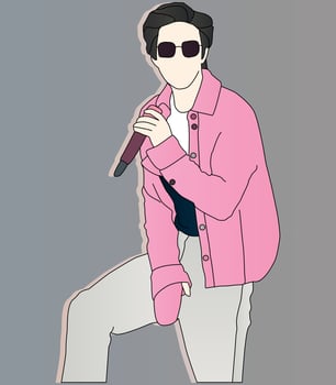 Idol kpop star on stage line art illustration eps.10 vector