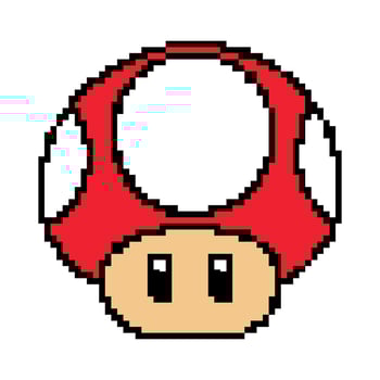 Green mushroom from super mario pixel art vector illustration.