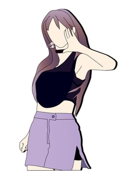 color illustration of a south korean female kpop idol star performing on stage vector