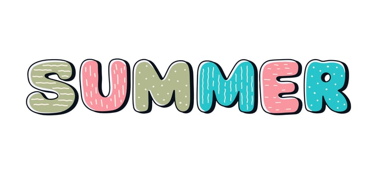 Colorful summer letter for design t-shirt, badge, sticker, etc vector