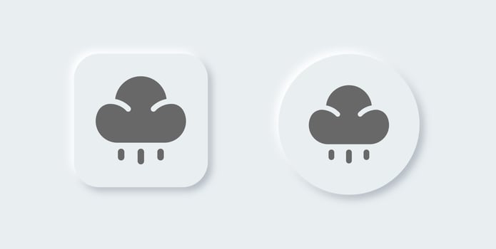 Rain solid icon in neomorphic design style. Weather signs vector illustration.