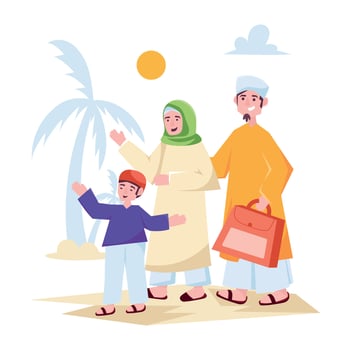 Trendy Muslim Family vector