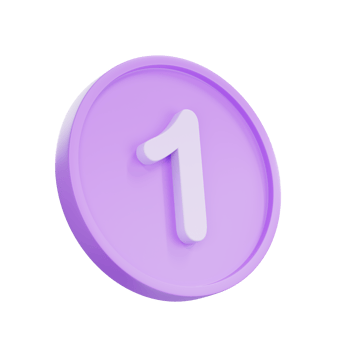 3D render Notice buttons with the number 1 icon isolated for social media reminders. png