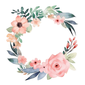 Watercolor floral wreath frame background. png