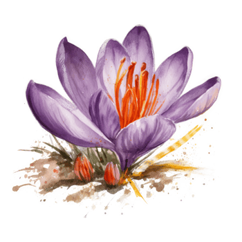 Saffron flower watercolor. png