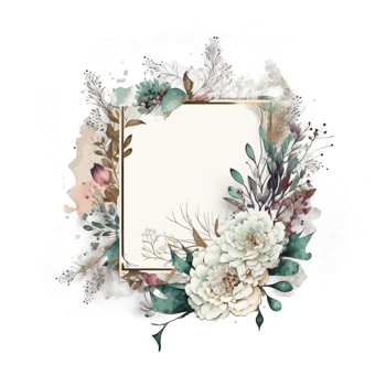 Watercolor floral wreath frame background. png