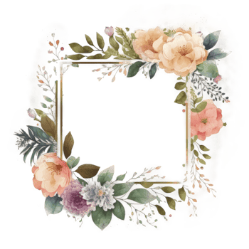 Watercolor floral wreath frame background. png