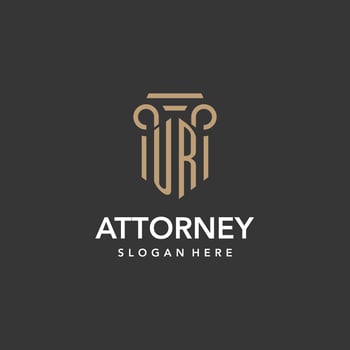 UR logo monogram with pillar style design vector