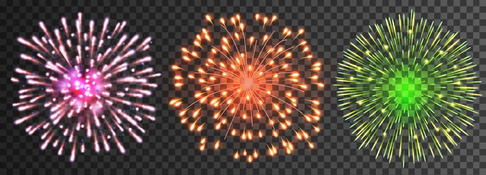 Set of isolated vector fireworks