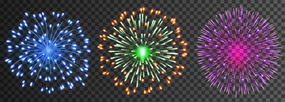 Set of isolated vector fireworks