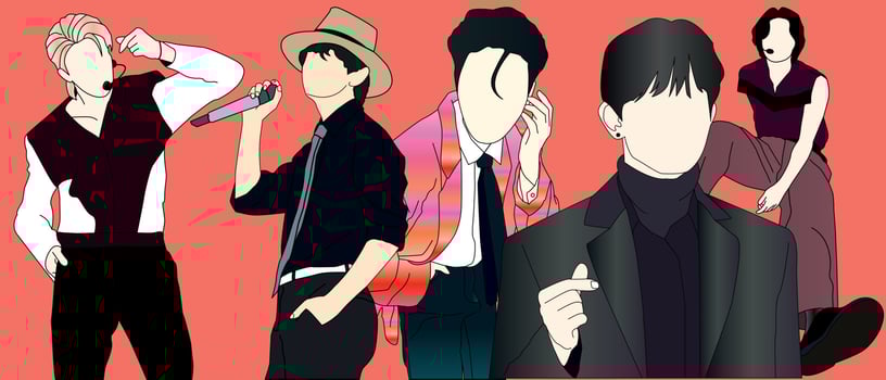 kpop idol star background illustration vector eps.10 colored
