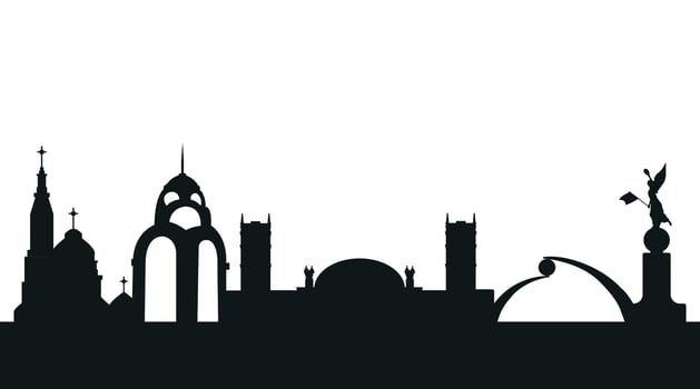 Kharkov famous places skyline silhouette vector illustration