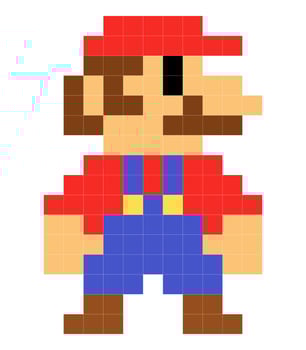 Super Mario World game elements. Pixel arcade game. Vector editorial icons