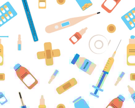 Seamless pattern medical icons, clinic vector illustration. Cute repeated texture for business presentatio