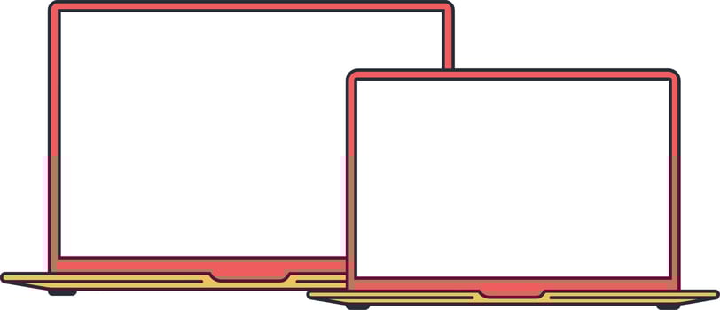 Minimal Laptop Illustration Vector. Retro Color Style Laptop Design vector