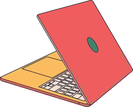 Minimal Laptop Illustration Vector. Retro Color Style Laptop Design vector