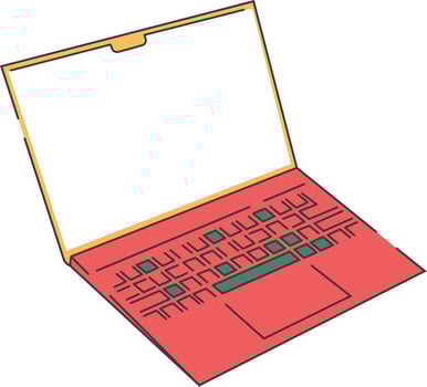 Minimal Laptop Illustration Vector. Retro Color Style Laptop Design vector