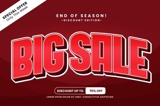 BIg Sale promo text effect vector