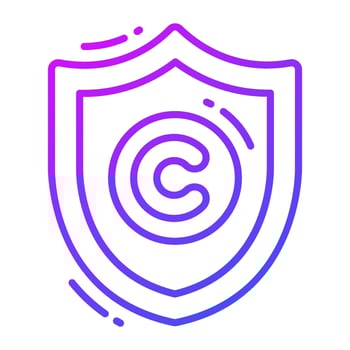 Shield with copyright sign, copyright protection vector in editable style