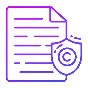 Document page with copyright shield, vector design of copyright content