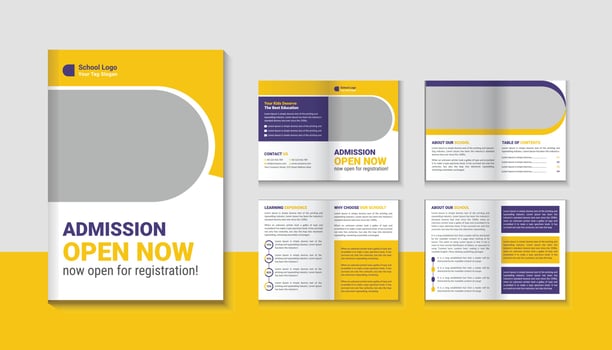 school admission bi fold brochure template, school bifold brochure, vector