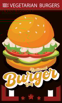 Isolated cartoonish hamburger Colored burger day template Vector illustration