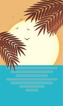 Colored summer landscape flat design Vector illustration
