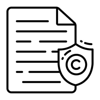 Document page with copyright shield, vector design of copyright content