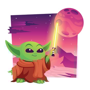 Baby Alien Holding Lightsaber vector