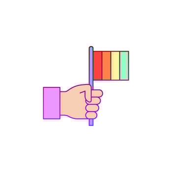 Flag, hand, pride day vector icon illustration