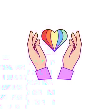 Hands, heart, pride vector icon illustration