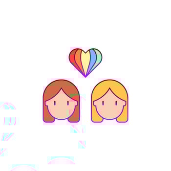 Lesbian, heart, pride day vector icon illustration