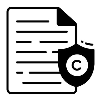 Document page with copyright shield, vector design of copyright content