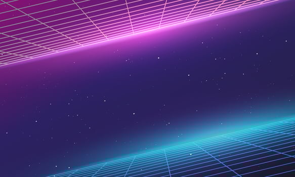 Galaxy Background with 3D grids and neon bright lights inspired by video games and scifi movies vector