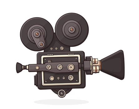 Retro cinema projector. Vintage film camera. Old fashioned movie camera. Movie industry. Isolated on white background vector