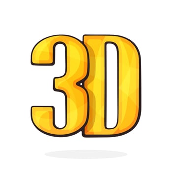 Abbreviation 3D for three-dimensional film. Icon for stereo movies. Movie industry. Isolated on white background vector