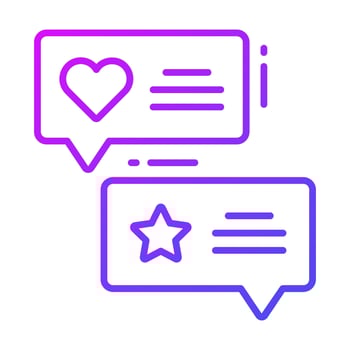 Chat bubbles having star and heart concept of feedback vector