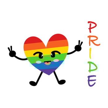 Cute heart colorful character, icon for Pride month. vector