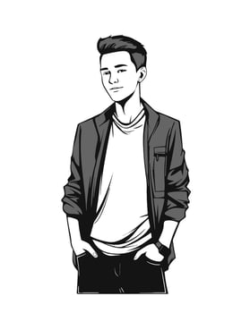 male model with hands in pocket vector