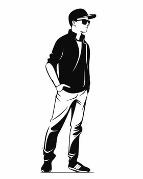 cool man wearing baseball cap vector