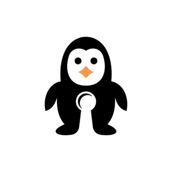 Standing penguin keyhole creative logo vector