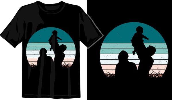 fathers day vintage sunset template vector graphic t shirt design premium vector