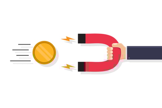 Hand holding magnet attract money vector design illustration