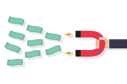 Hand holding magnet attract money vector design illustration
