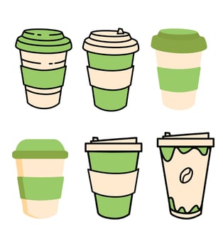 Delicious coffee paper cup icon. green color.Drink vector illustration design