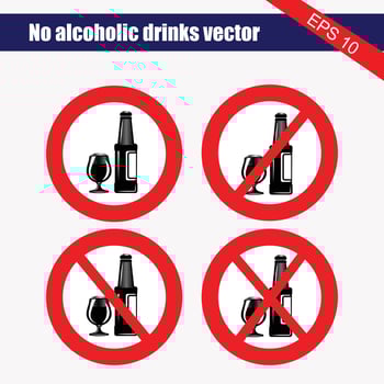 set no sign ,spirits, alcohol for pregnant woman ,no smoking area,drinking alcohols isolated on white background illustration vector eps10