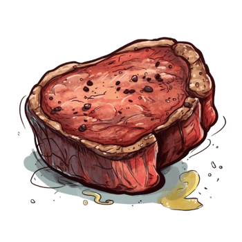 Cartoon Steak AI Generative png
