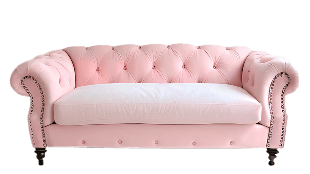 Pink sofa isolated on transparent background png