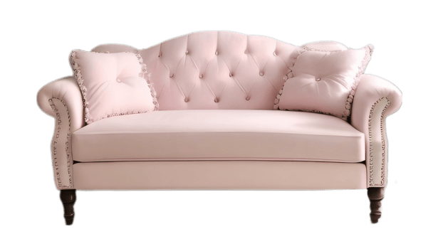 Pink sofa isolated on transparent background png